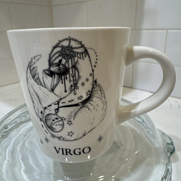 Williams Sonoma Zodiac VIRGO Lg 20oz Coffee Mug Rory Dobner Swan Bird Shades B&W - Picture 8 of 11